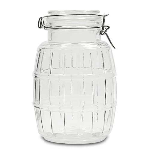 half gallon hinged lid waffle barrel jar wholesale