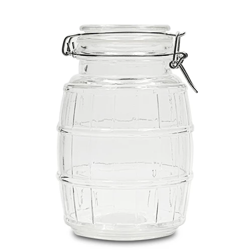 50 oz / 1.5L hinged lid waffle barrel jar wholesale