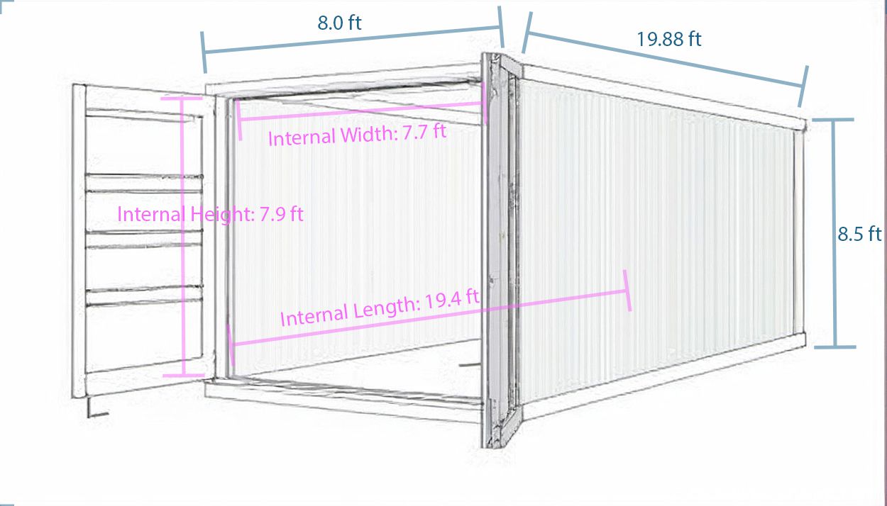 20ft container dimensions