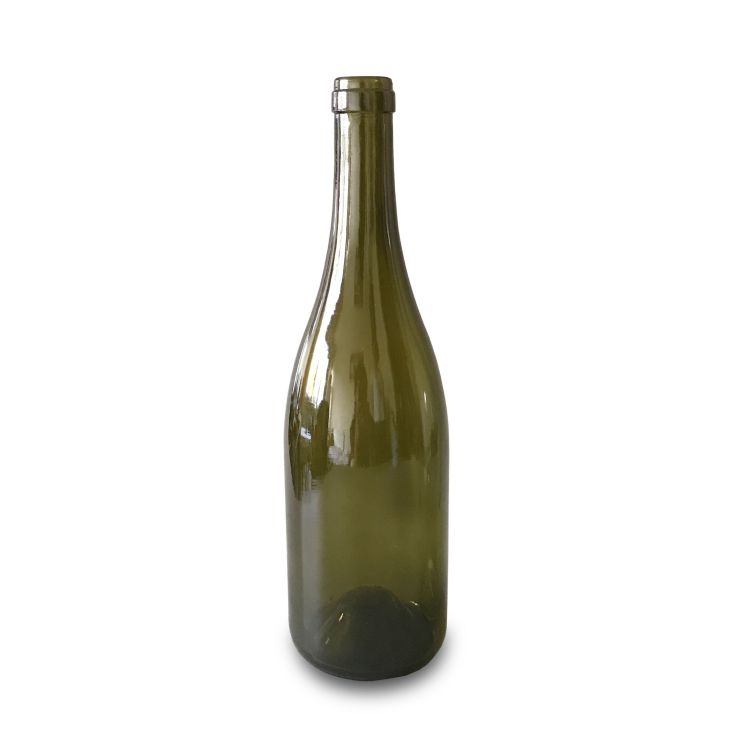 750ml green/flint burgundy wine glass bottle with cork finish