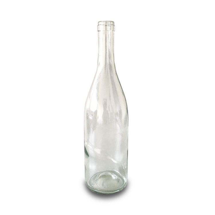 750ml green/flint burgundy wine glass bottle with cork finish