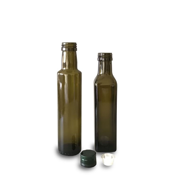250ml Antique green olive oil bottle