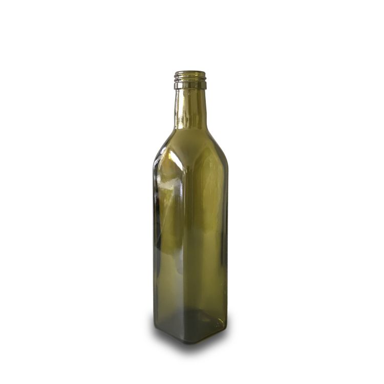 Square 500ml antique green oil bottle