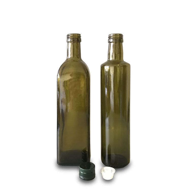 500ml Antique green olive oil bottle 