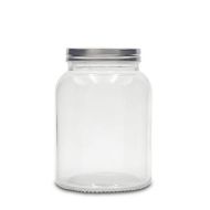 1L Flint Wide Mouth Round Glass Jar With Brushed Aluminum Lid