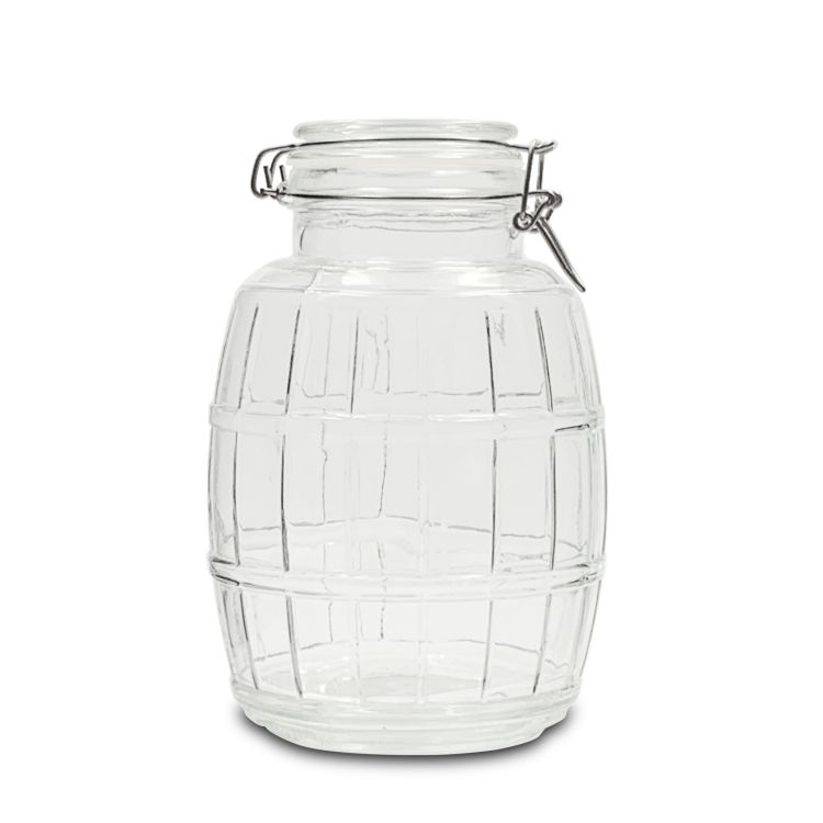 2.5L Glass Barrel Storage Jar With Clamp Lid