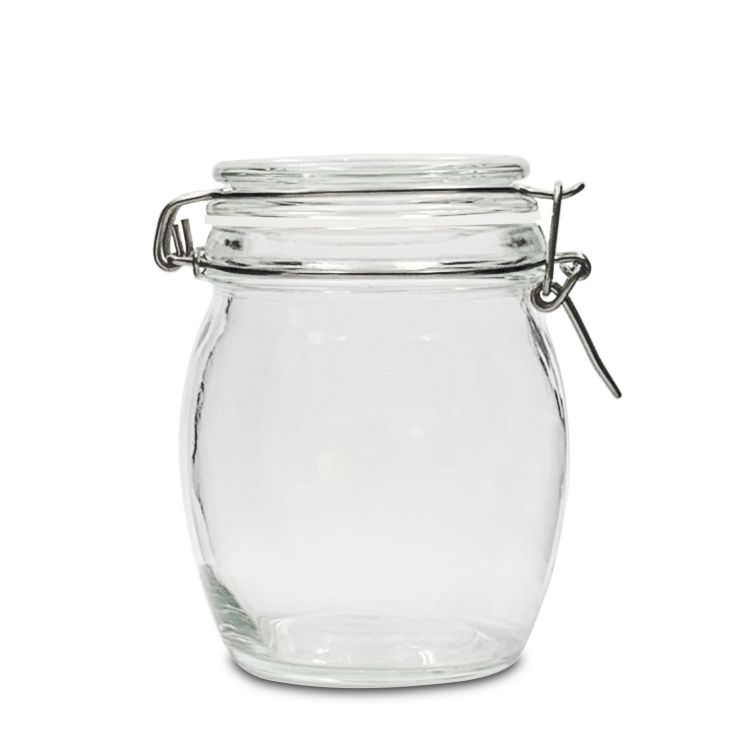 650ml Glass Barrel Storage Jar With Clamp Lid