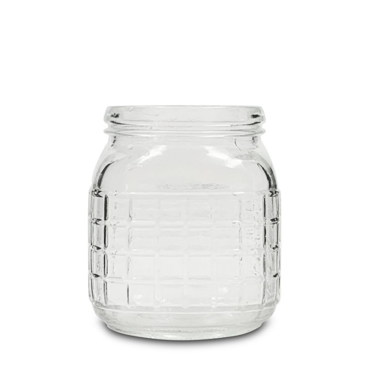 950ml Glass Square Waffle Jar With Clamp Lid