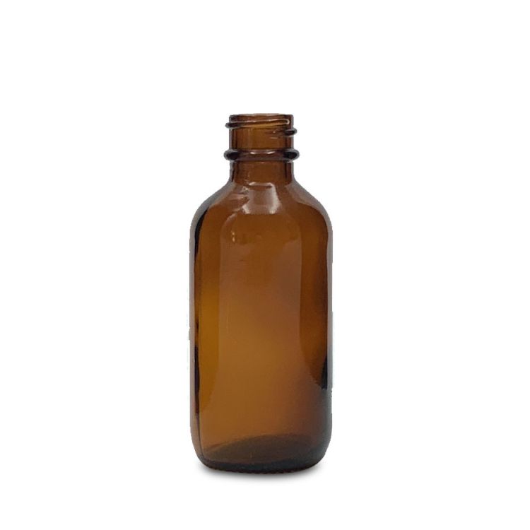 Amber 2 oz 60 ml Boston Round Glass Bottle