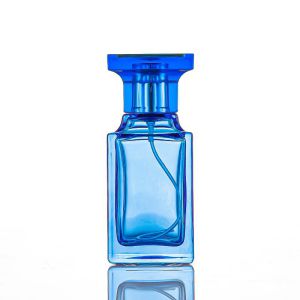 Blue cologne bottle