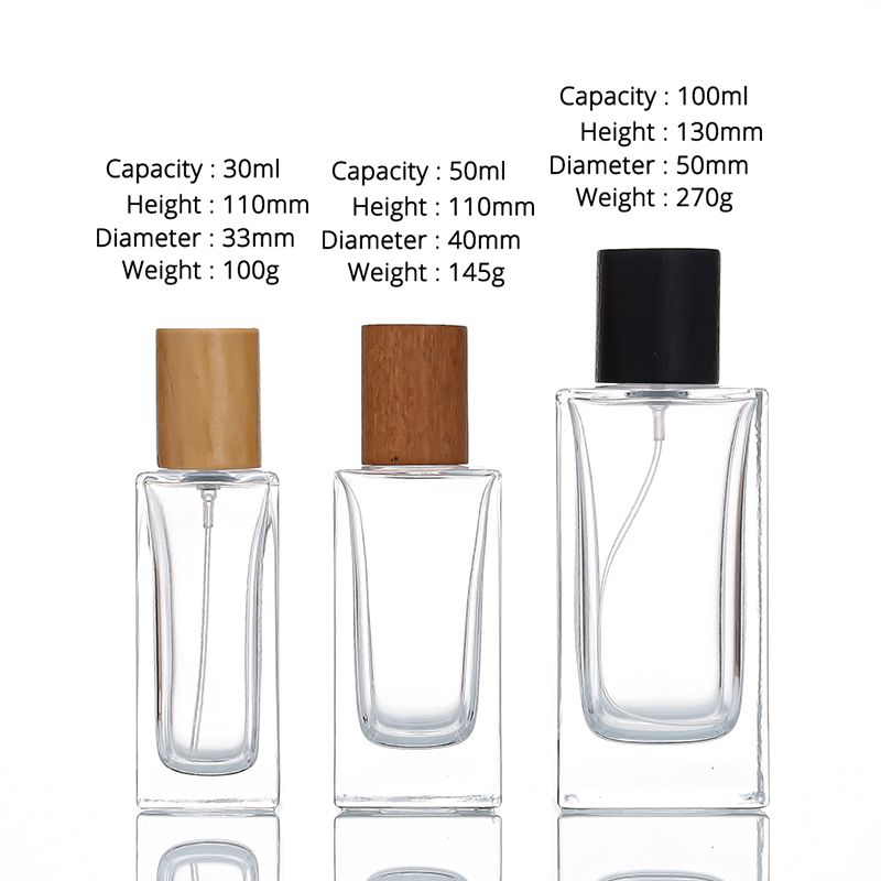 Pretty perfume bottles with wooden cap