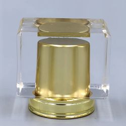 Square gold perfume bottle cap for toilette vials