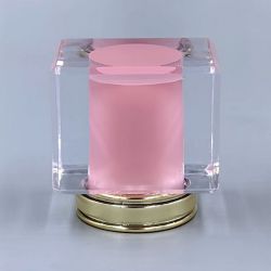 Square pink perfume cap for toilette vials
