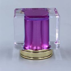 Square purple perfume bottle cap for toilette vials