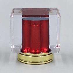 Square red perfume bottle cap for toilette vials