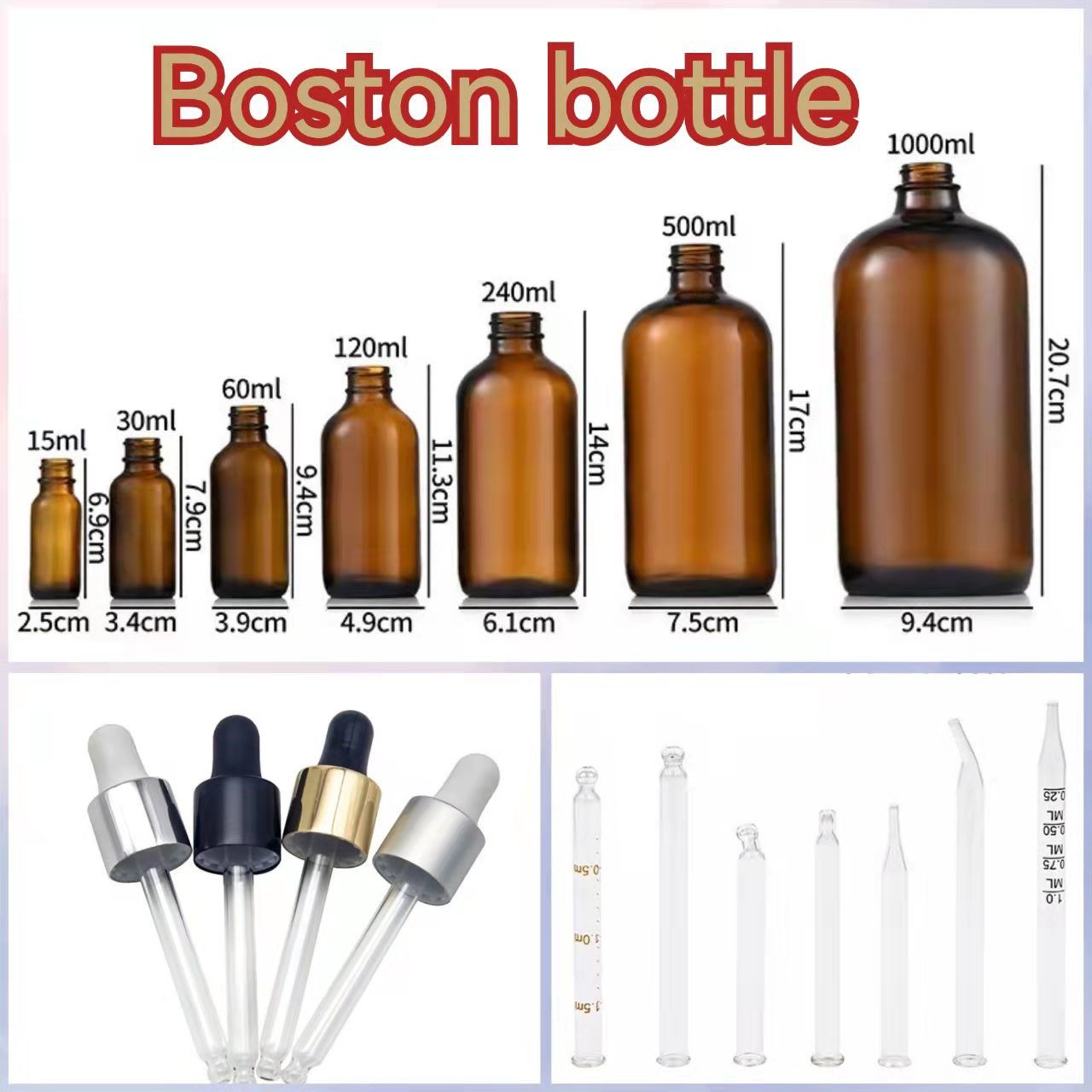 8oz Amber Boston Bottle Wholesale